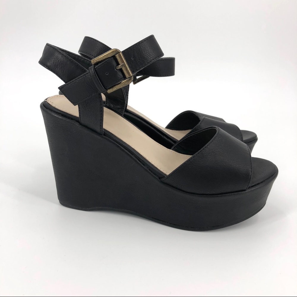Forever 21 Black Wedge Sandals